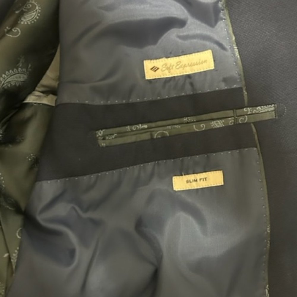 Mens 50R Slim Fit Joseph Abboud Navy Blazer Suit Jacket - Picture 3 of 9